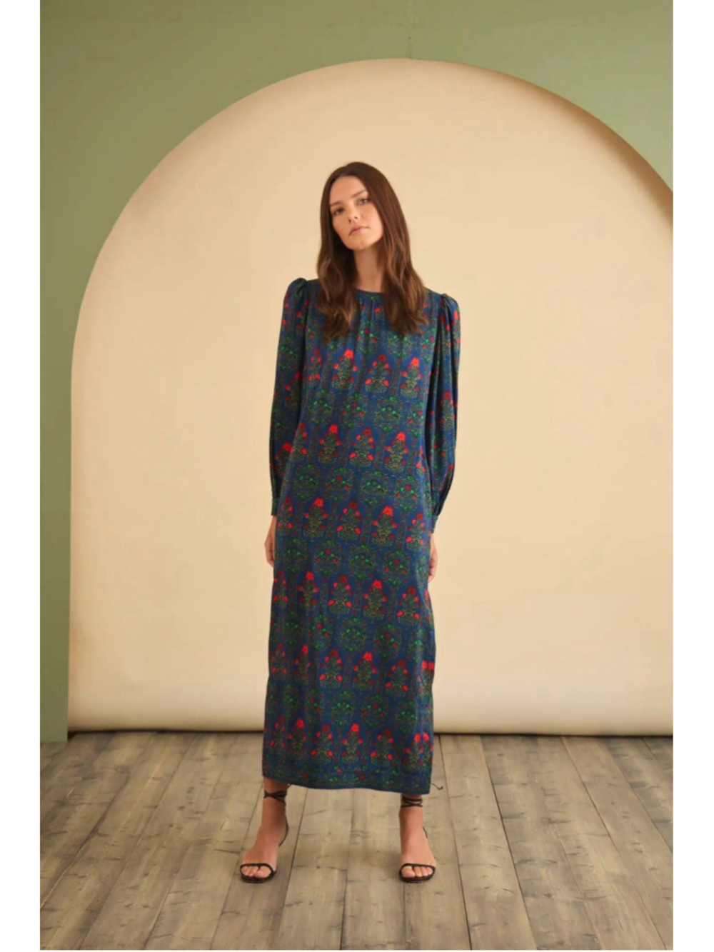 Hunter Bell Crosby Floral Maxi Dress Boho Romance Prairie Fields Balloon Sleeves